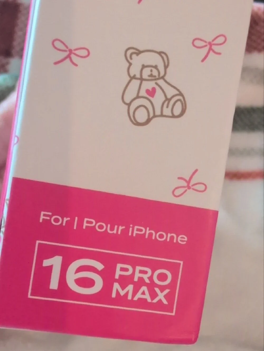 Magnetic Phone Case for iPhone 16 Pro Max — White with Pink & Tan Bear Print